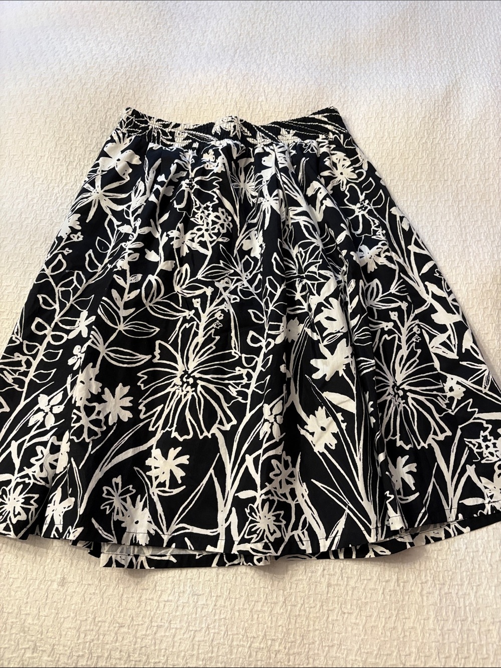 Cynthia Rowley Black & White Floral Skater Skirt
